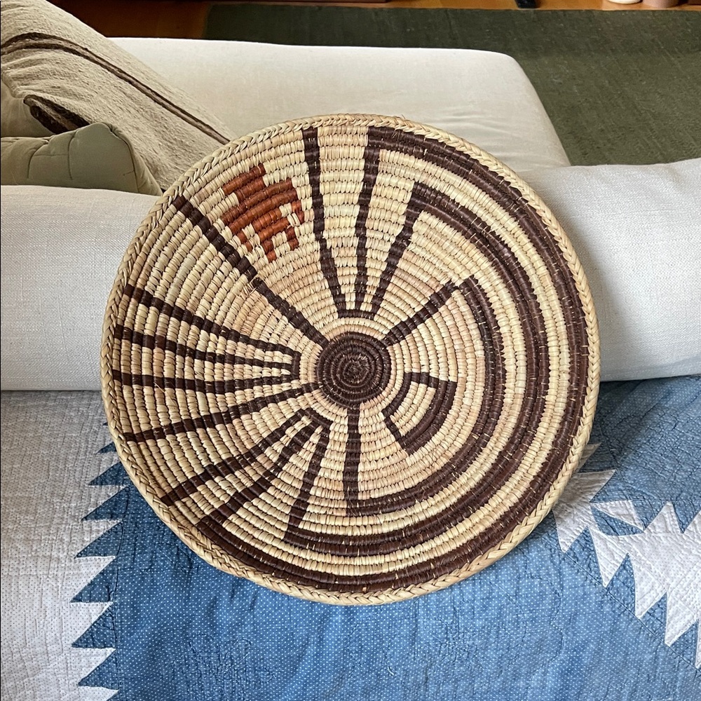 Handwoven Natural and Brown Decorative Woven Basket